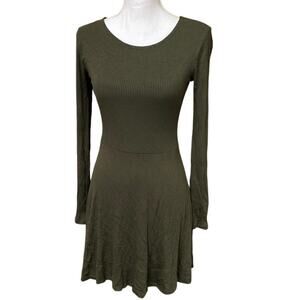 Green Midi Knee Length Rib Knit Dress Fairy core Cottage Core Forever 21 Medium